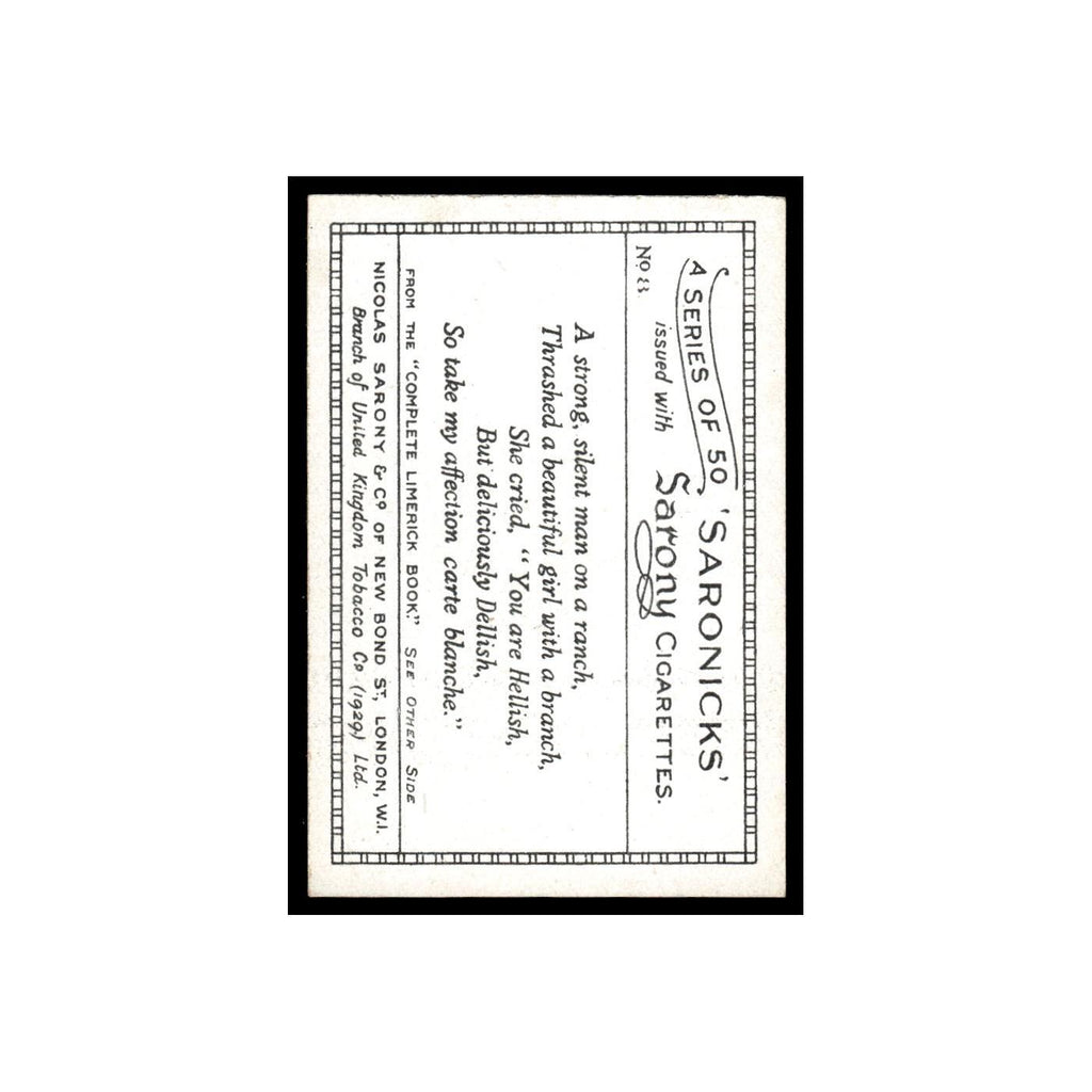 Saronicks 1929 Sarony Cigarettes #8 Card VG