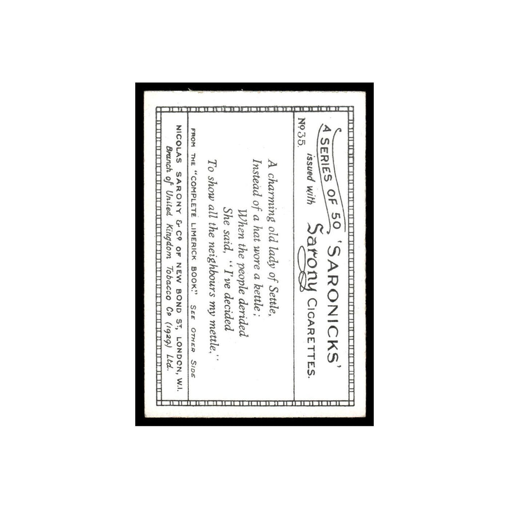 Saronicks 1929 Sarony Cigarettes #35 Card VG