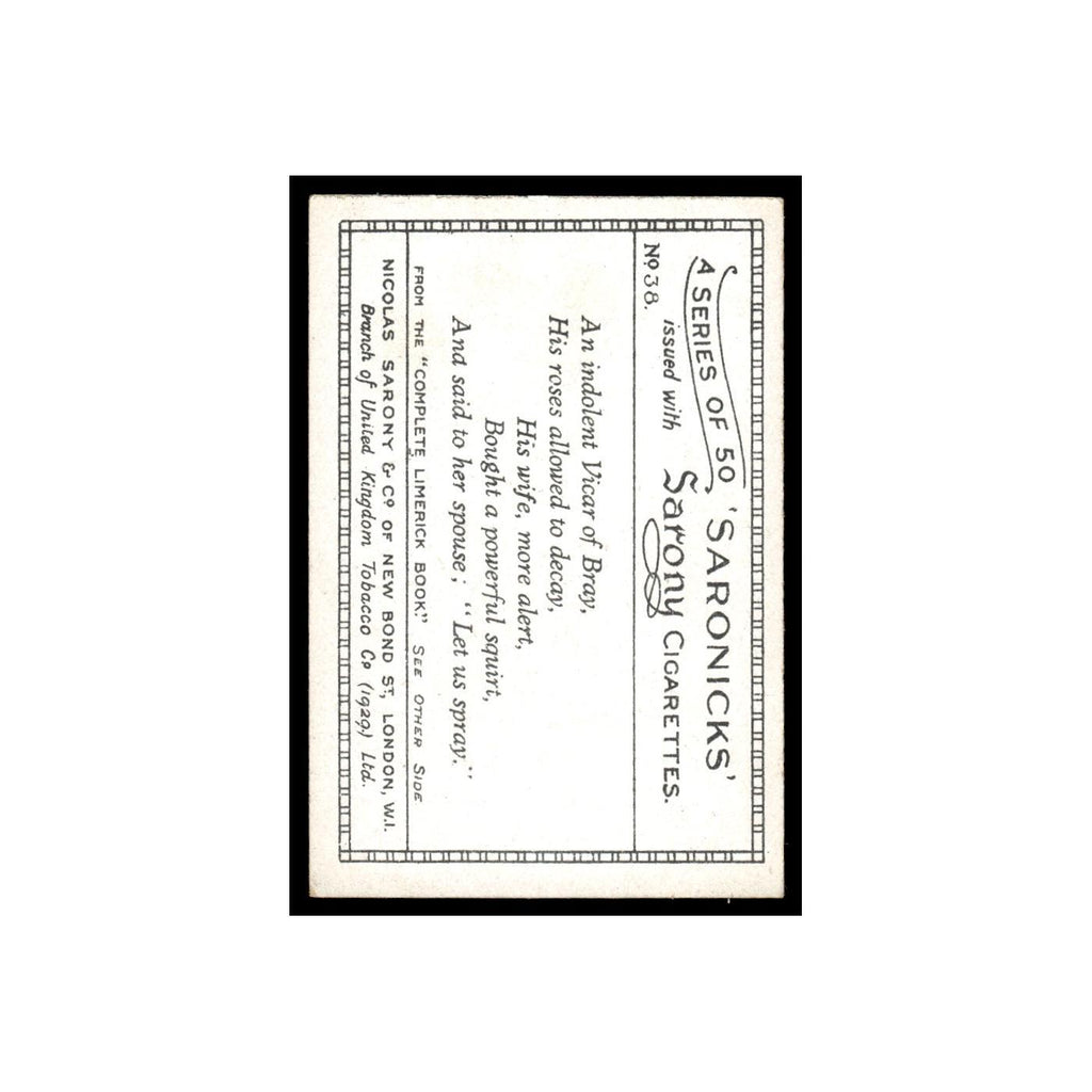 Saronicks 1929 Sarony Cigarettes #38 Card VG