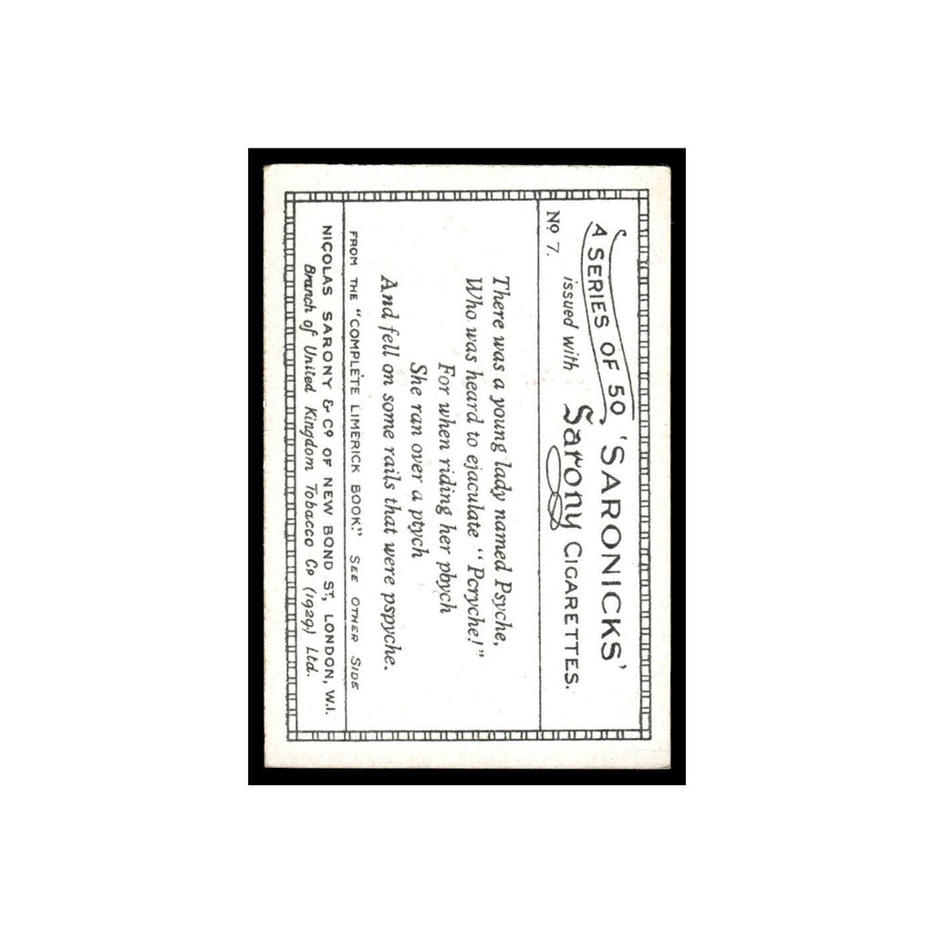 Saronicks 1929 Sarony Cigarettes #7 Card VG