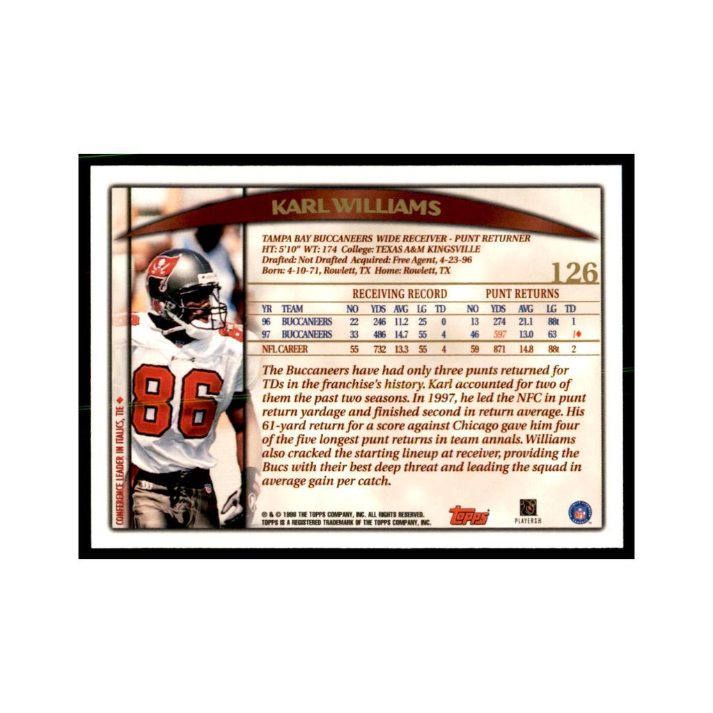 Karl Williams 1998 Topps #126 Football Cards Football Card NM