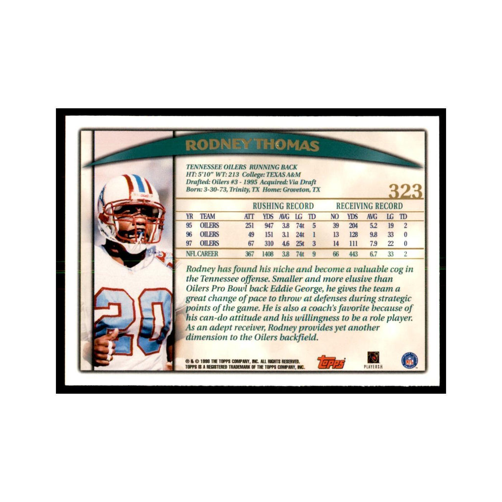 Rodney Thomas 1998 Topps #323 Football Cards Football Card NM
