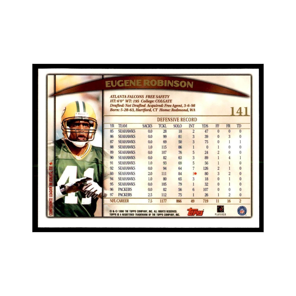 Eugene Robinson 1998 Topps #141 Football Cards Football Card NM