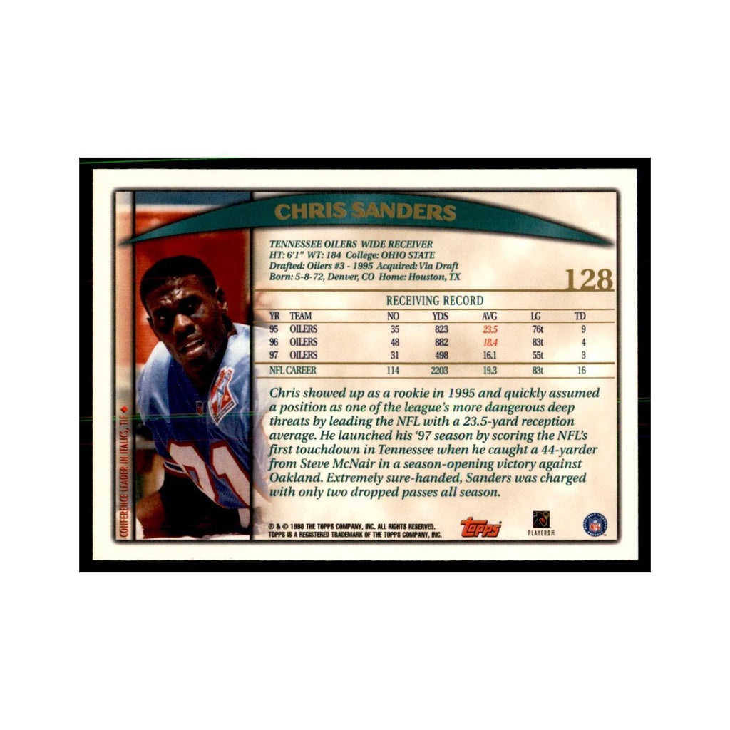 Chris Sanders 1998 Topps #128 Football Cards Football Card NM