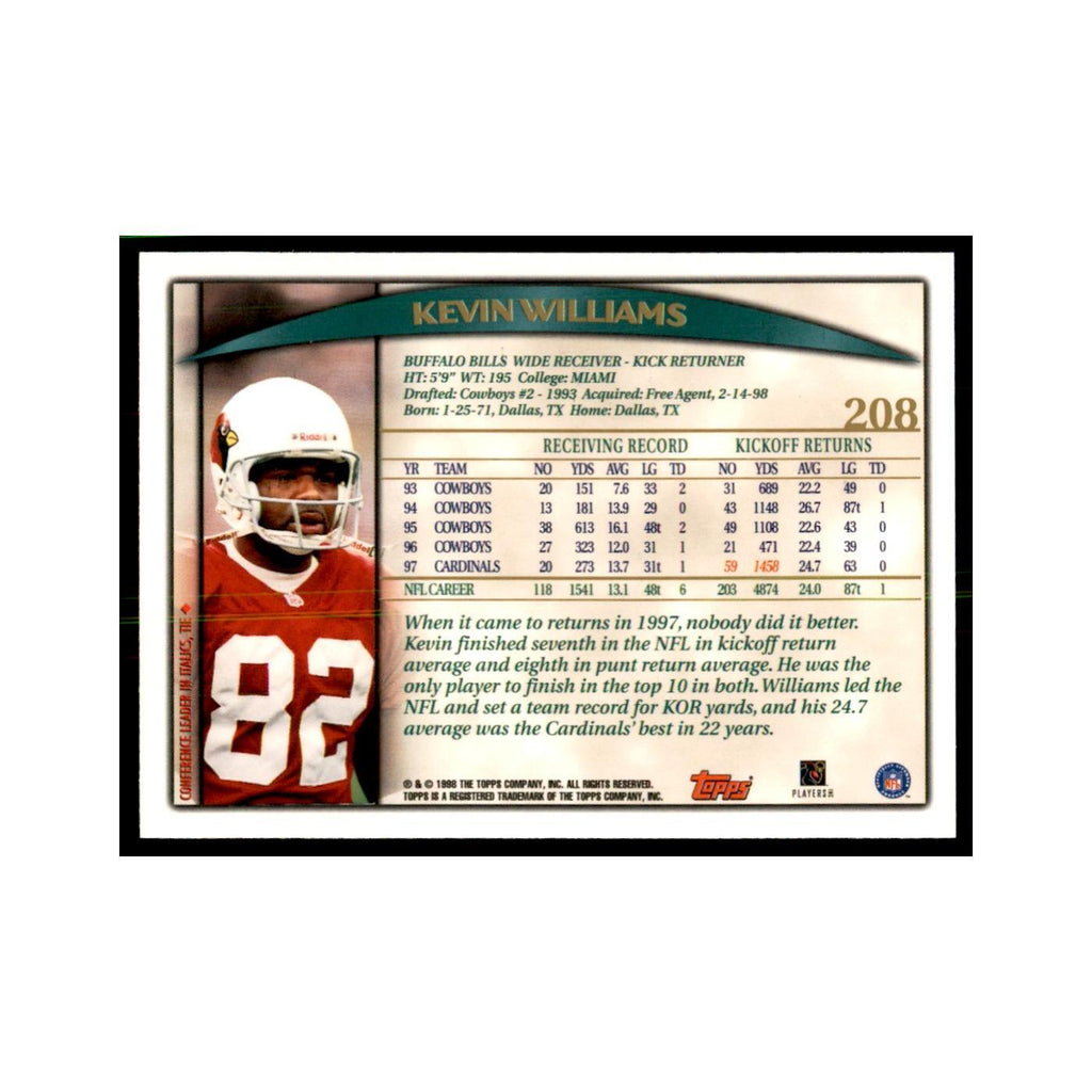 Kevin Williams 1998 Topps #208 Football Cards Football Card NM
