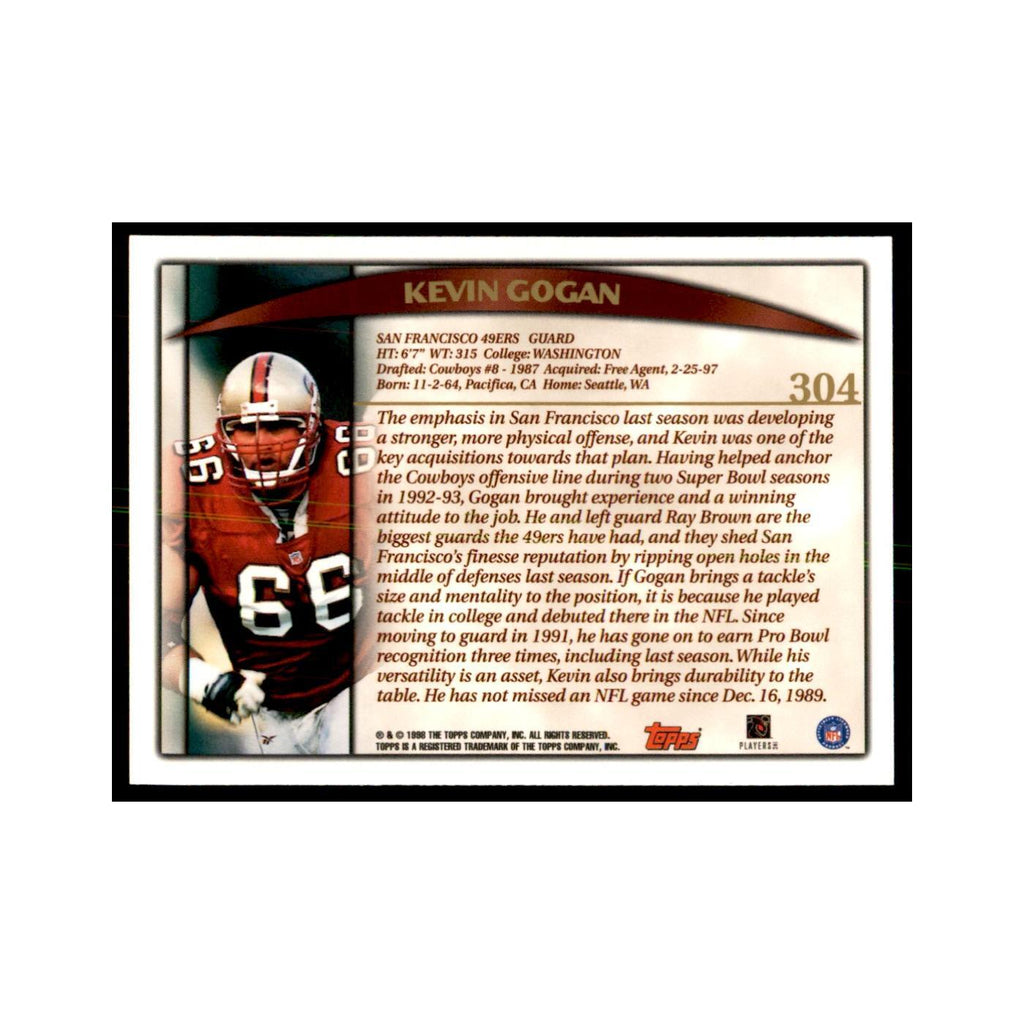 Kevin Gogan 1998 Topps #304 Football Cards Football Card NM