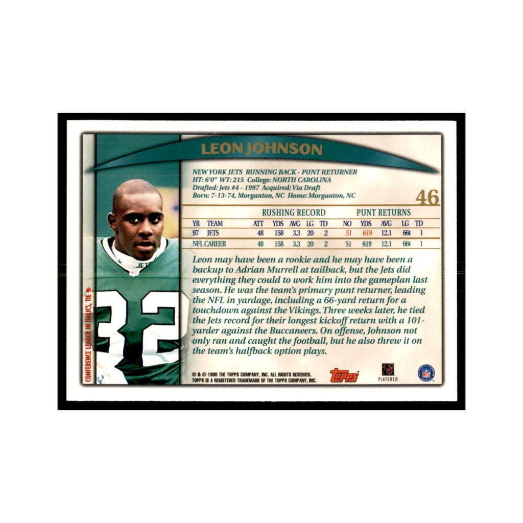 Leon Johnson 1998 Topps #46 Football Cards Football Card NM