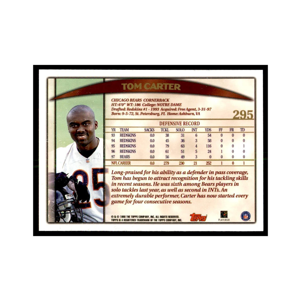 Tom Carter 1998 Topps #295 Football Cards Football Card NM