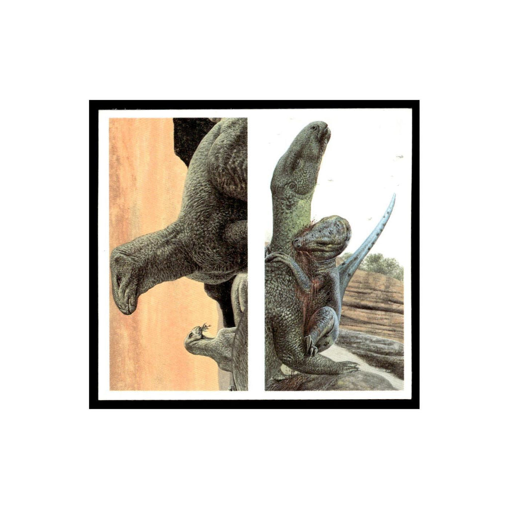 Iguanodon Deinonychus 1993 Brooke Bond The Dinosaur Trail Double Card #13/14 NM