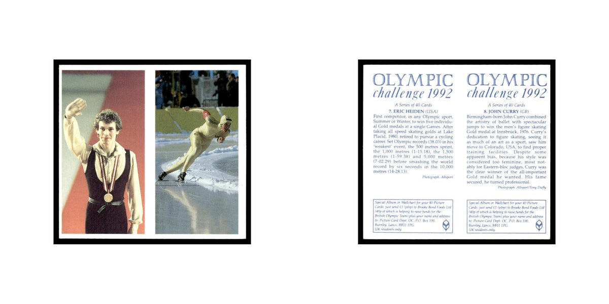 Eric Heiden John Curry 1992 Brooke Bond Olympic Challenge Double Card #7/8 NM