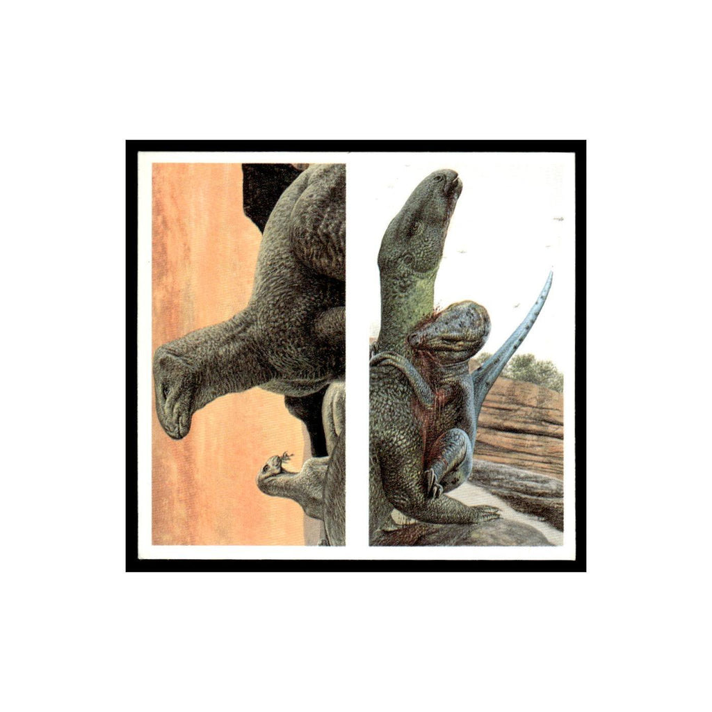 Iguanodon Deinonychus 1993 Brooke Bond The Dinosaur Trail Double Card #13/14 NM