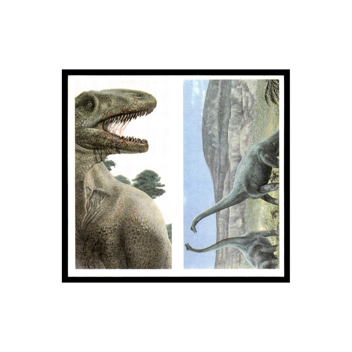 Allosaurus Brachiosaurus 1993 Brooke Bond The Dinosaur Trail Double Card #7/8 NM