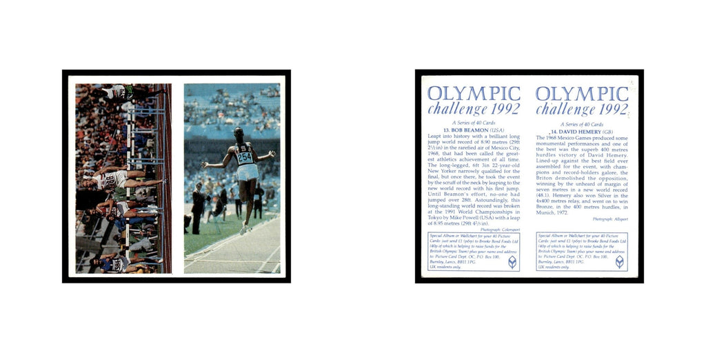 Bob Beamon David Hemery 1992 Brooke Bond Olympic Challenge Double Card #13/14 NM