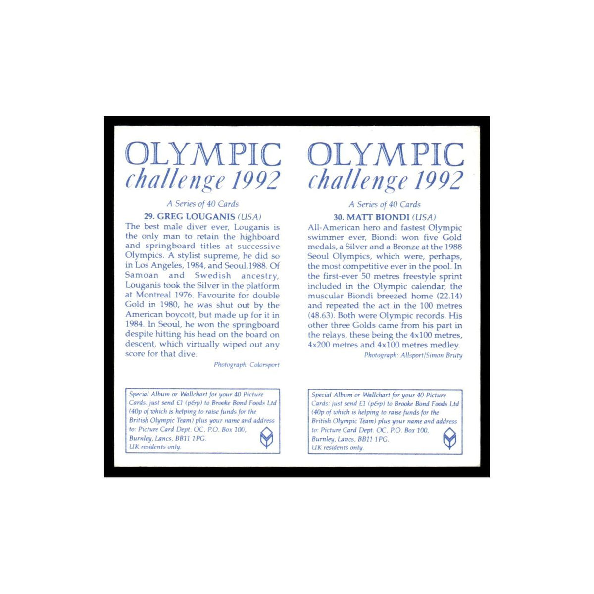 Greg Louganis Matt Biondi 1992 #29/30 NM