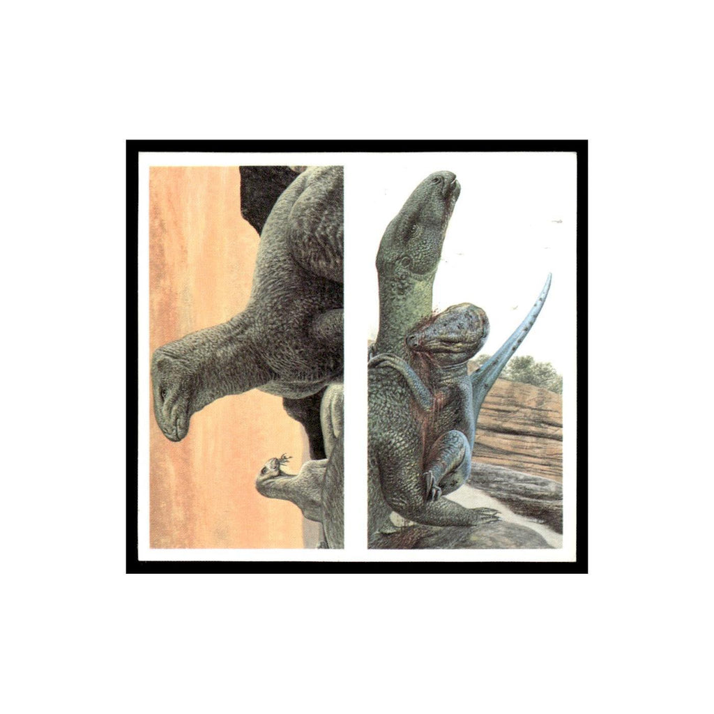 Iguanodon Deinonychus 1993 Brooke Bond The Dinosaur Trail Double Card #13/14 NM