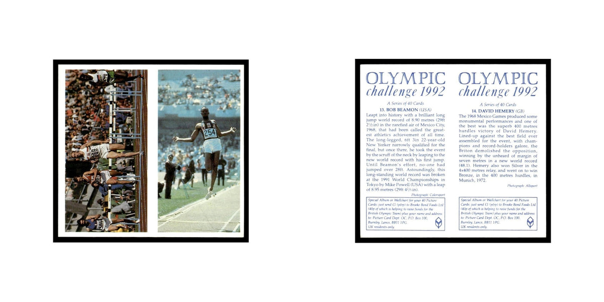 Bob Beamon David Hemery 1992 Brooke Bond Olympic Challenge Double Card #13/14 NM