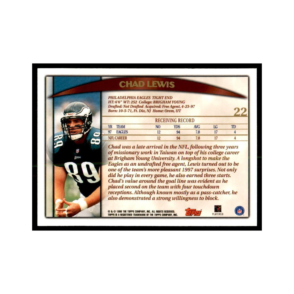 Chad Lewis 1998 Topps #22 Football Cards Football Card NM