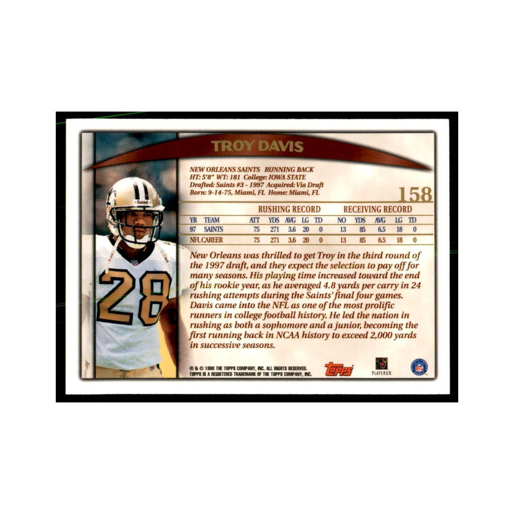 Troy Davis 1998 Topps #158 Football Cards Football Card NM