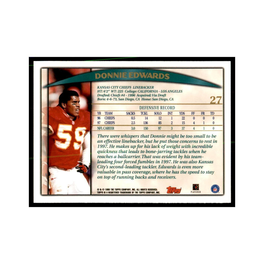 Donnie Edwards 1998 Topps #27 Football Cards Football Card NM