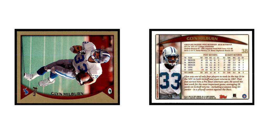 Glyn Milburn 1998 Topps #38 Football Cards Football Card NM