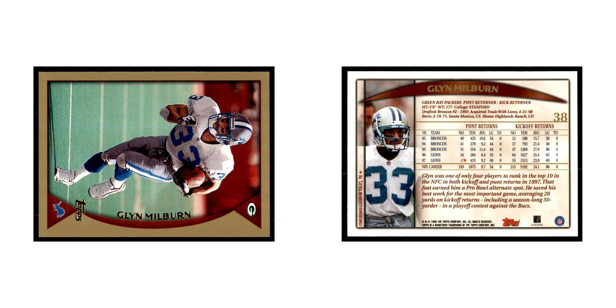 Glyn Milburn 1998 Topps #38 Football Cards Football Card NM