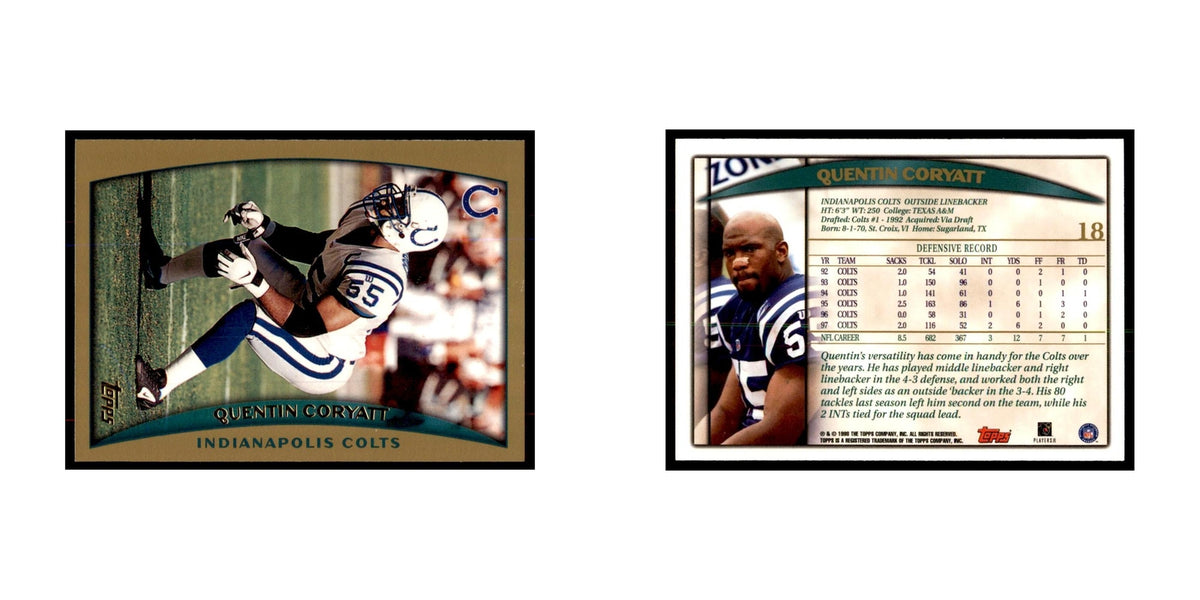 Quentin Coryatt 1998 Topps #18 Football Cards Football Card NM