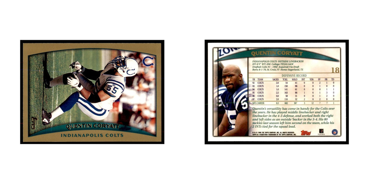 Quentin Coryatt 1998 Topps #18 Football Cards Football Card NM
