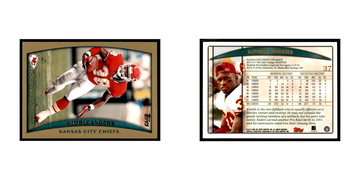 Kimble Anders 1998 Topps #37 Football Cards Football Card NM