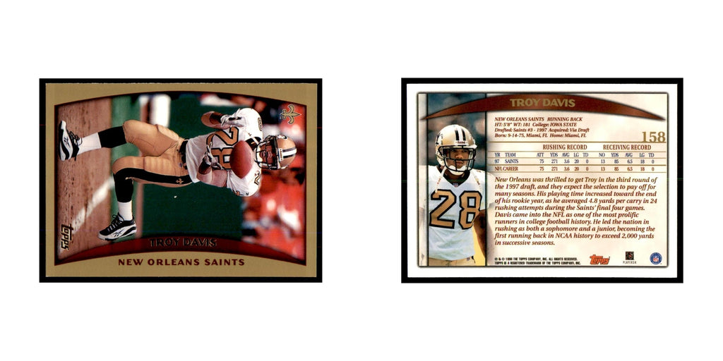 Troy Davis 1998 Topps #158 Football Cards Football Card NM