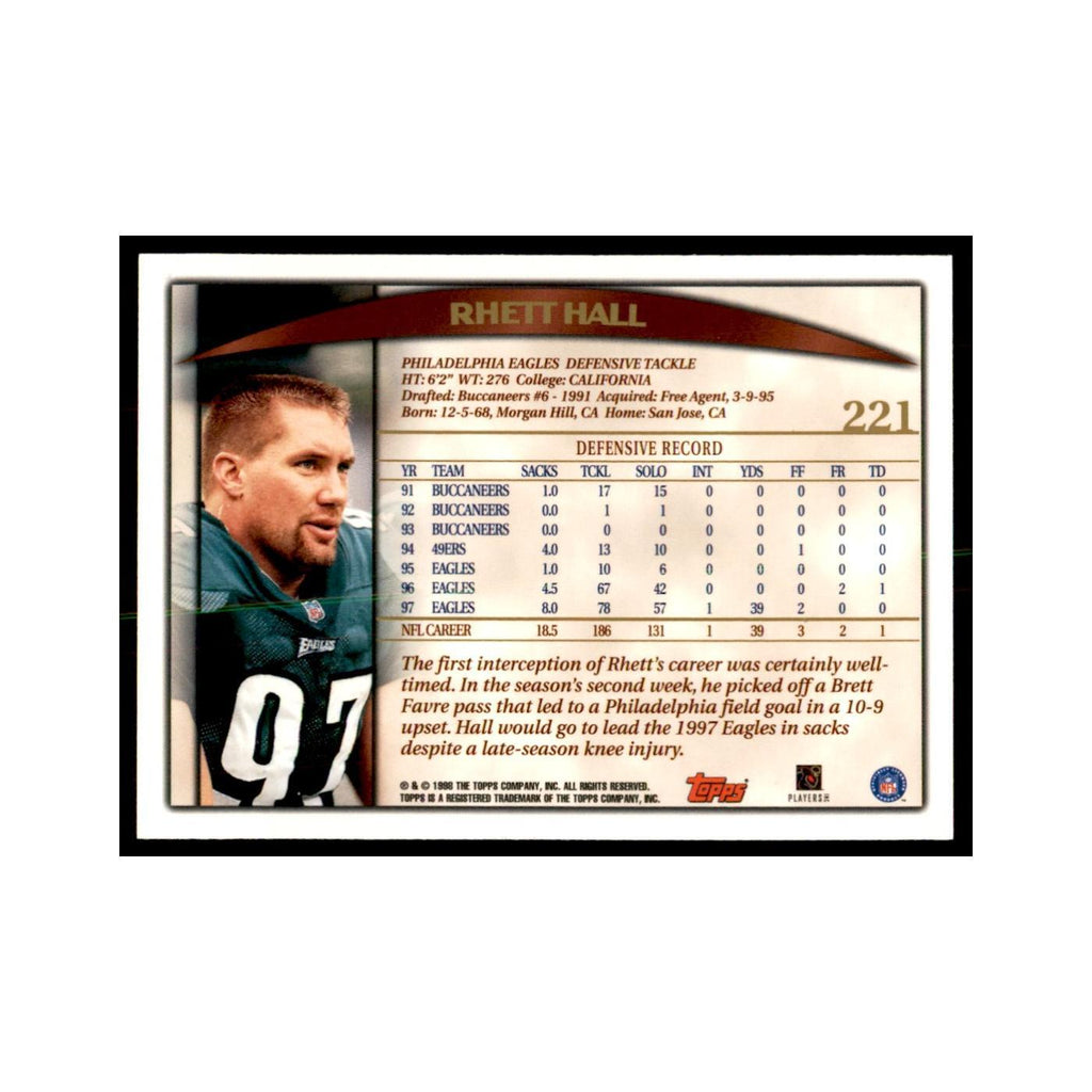 Rhett Hall 1998 Topps #221 Football Cards Football Card NM