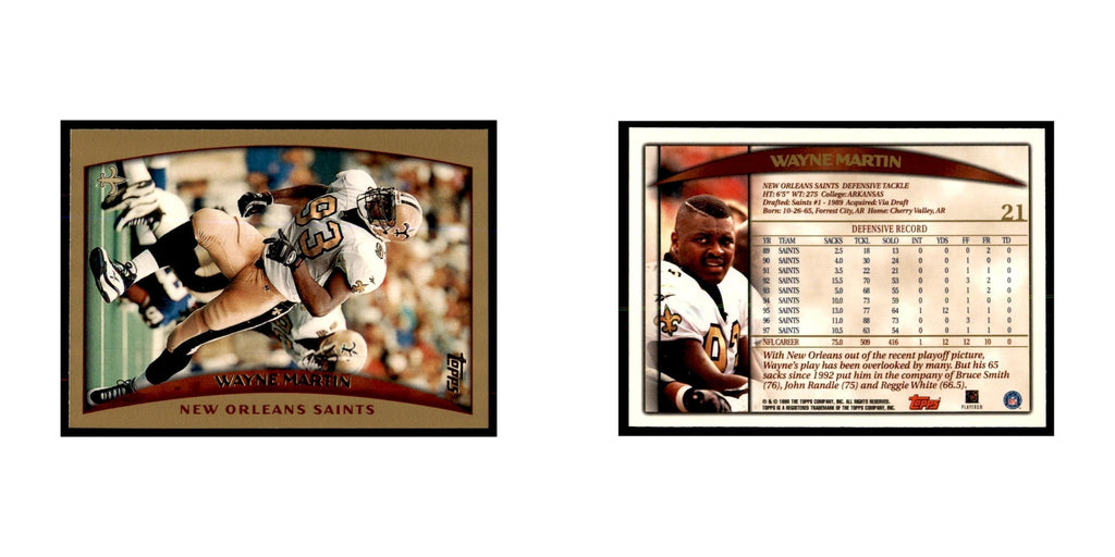 Wayne Martin 1998 Topps #21 Football Cards Football Card NM