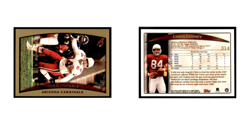 Chris Gedney 1998 Topps #314 Football Cards Football Card NM