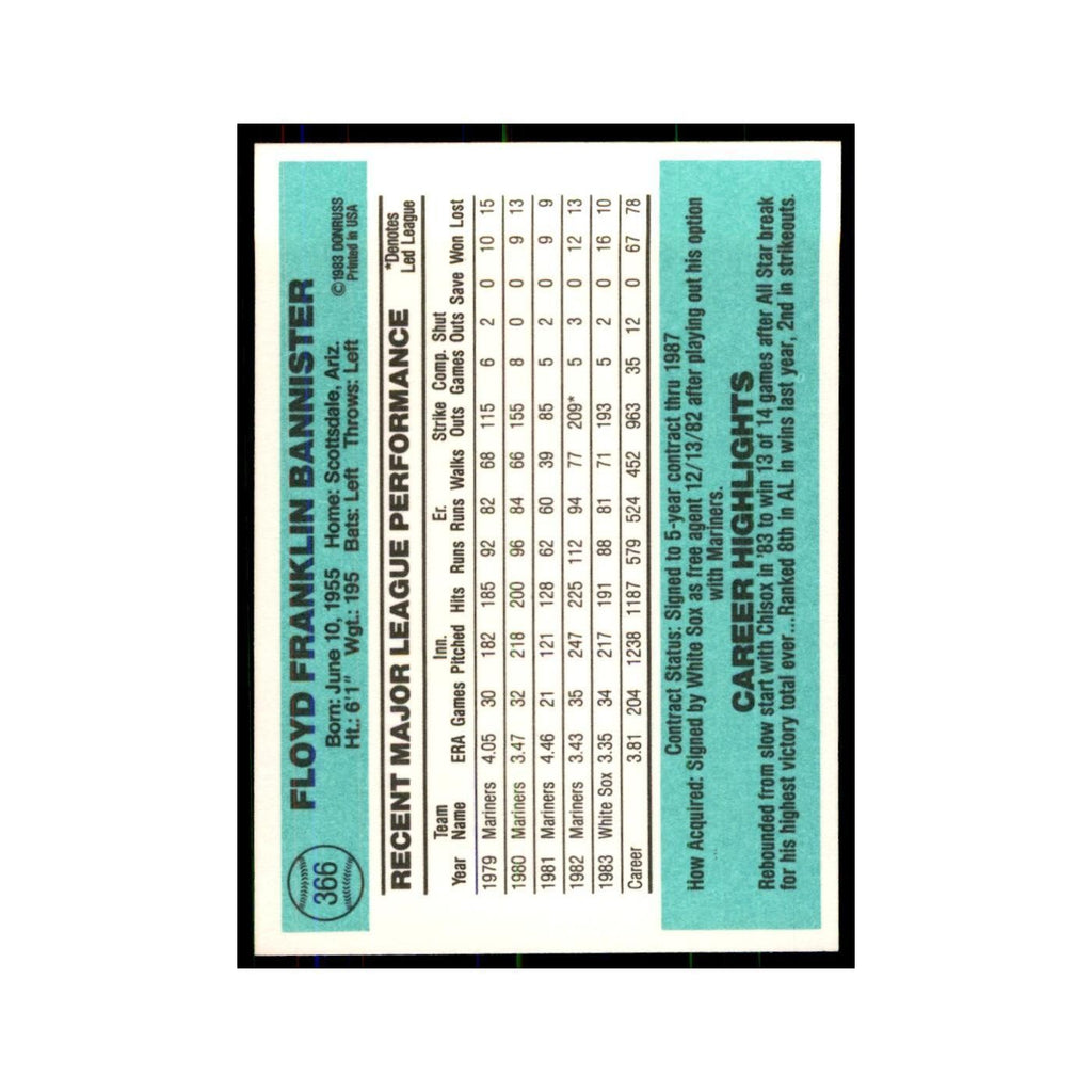 Floyd Bannister 1984 Donruss #366 Chicago White Sox Baseball Card NM