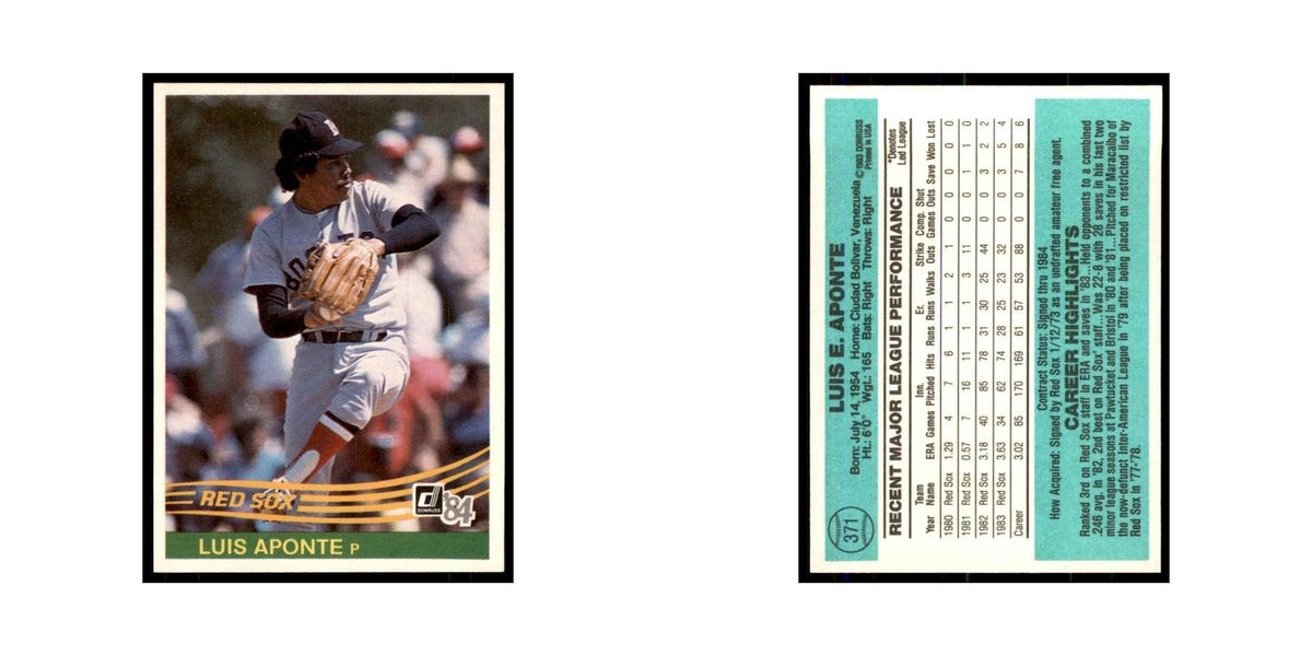 Luis Aponte 1984 Donruss #371 Boston Red Sox Baseball Card NM