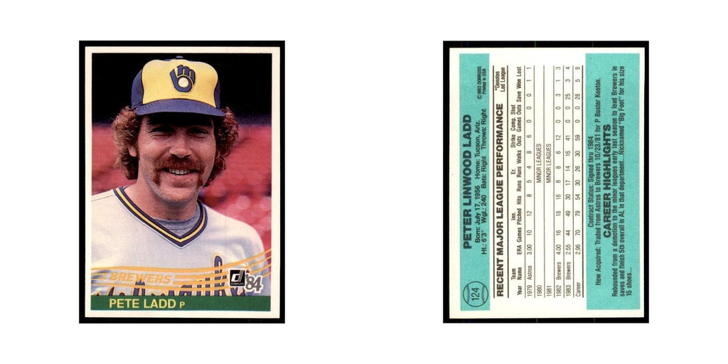 Pete Ladd 1984 Donruss #124 Milwaukee Brewers Baseball Card NM