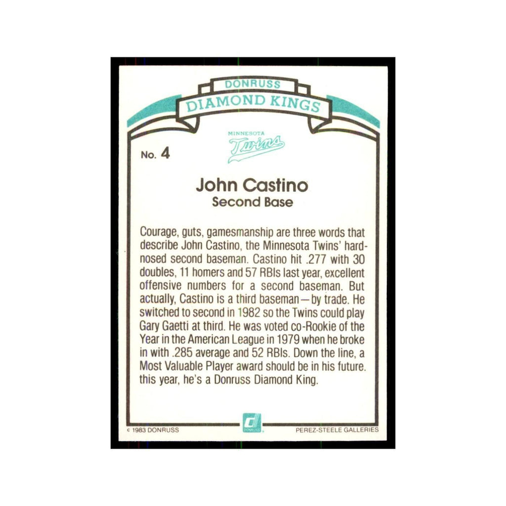 John Castino 1984 Donruss #4 Minnesota Twins Baseball Card NM