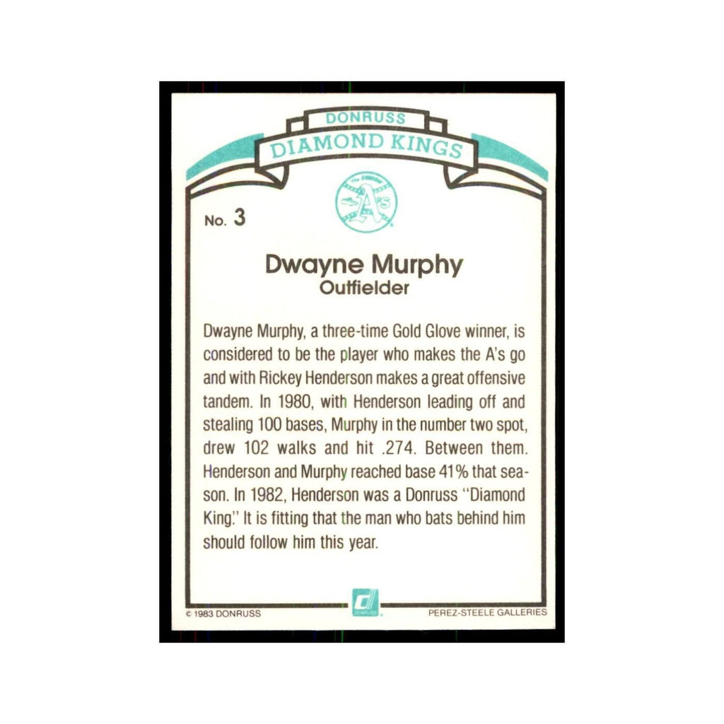 Dwayne Murphy 1984 Donruss #3 Oakland Athletics Baseball Card NM