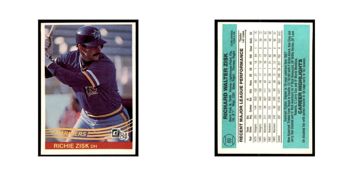 Richie Zisk 1984 Donruss #69 Seattle Mariners Baseball Card NM