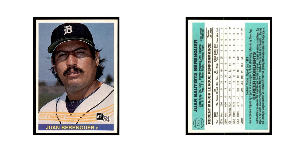 Juan Berenguer 1984 Donruss #125 Detroit Tigers Baseball Card NM