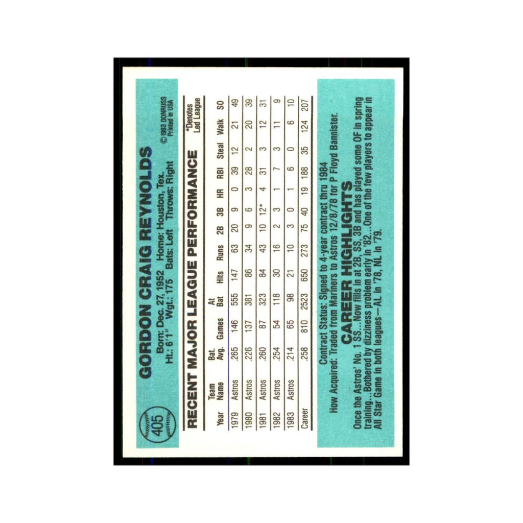 Craig Reynolds 1984 Donruss #405 Houston Astros Baseball Card NM