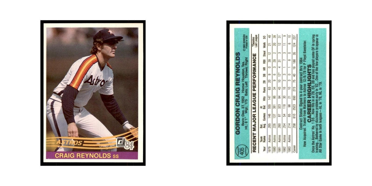 Craig Reynolds 1984 Donruss #405 Houston Astros Baseball Card NM