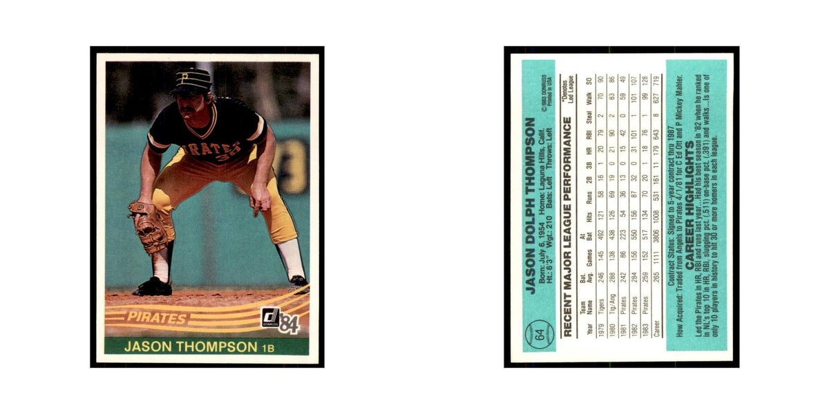 Jason Thompson 1984 Donruss #64 Pittsburgh Pirates Baseball Card NM