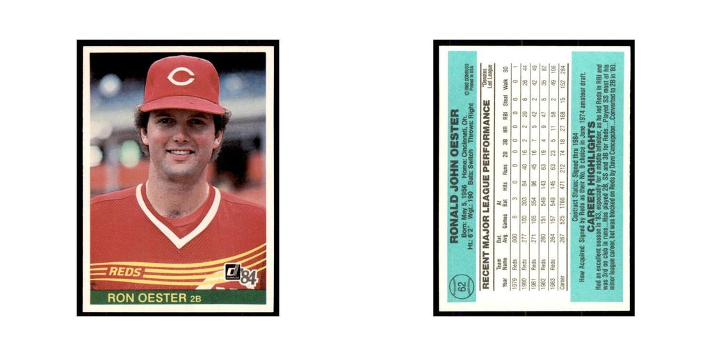 Ron Oester 1984 Donruss #62 Cincinnati Reds Baseball Card NM
