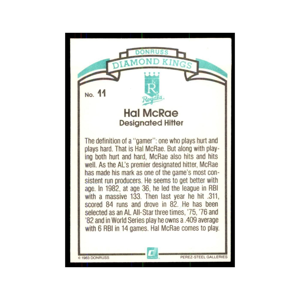 Hal McRae 1984 Donruss #11 Kansas City Royals Baseball Card NM