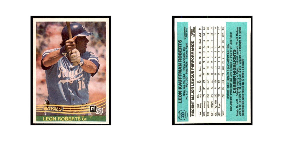 Leon Roberts 1984 Donruss #399 Kansas City Royals Baseball Card NM