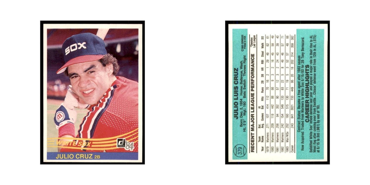 Julio Cruz 1984 Donruss #379 Chicago White Sox Baseball Card NM