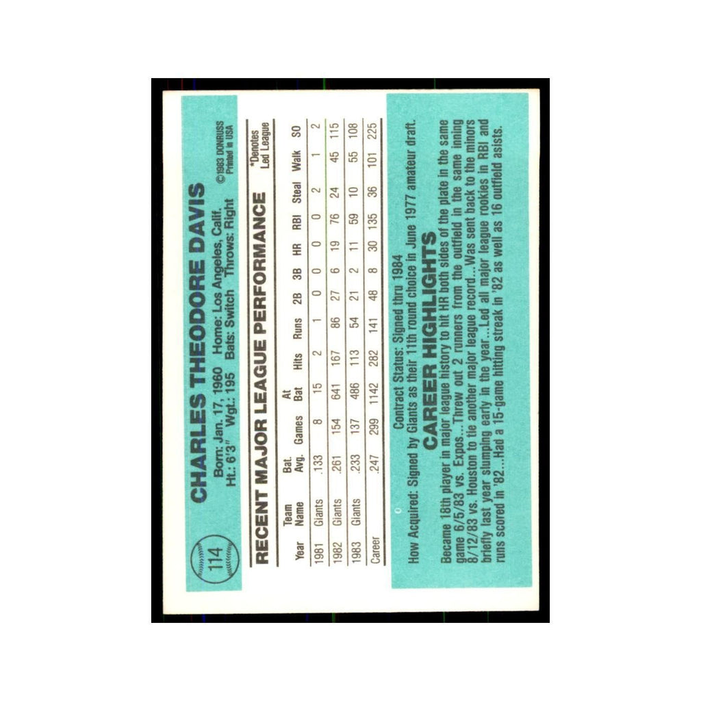 Chili Davis 1984 Donruss #114 San Francisco Giants Baseball Card NM