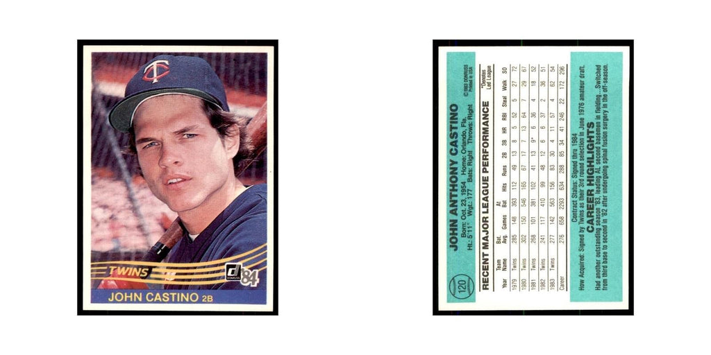 John Castino 1984 Donruss #120 Minnesota Twins Baseball Card NM