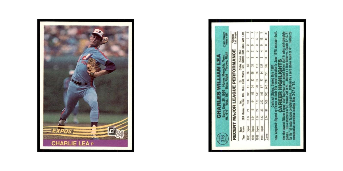 Charlie Lea 1984 Donruss #376 Montreal Expos Baseball Card NM
