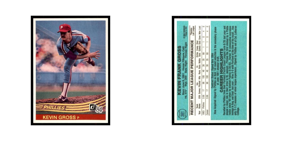 Kevin Gross Rookie 1984 Donruss #381 Philadelphia Phillies Baseball Card NM